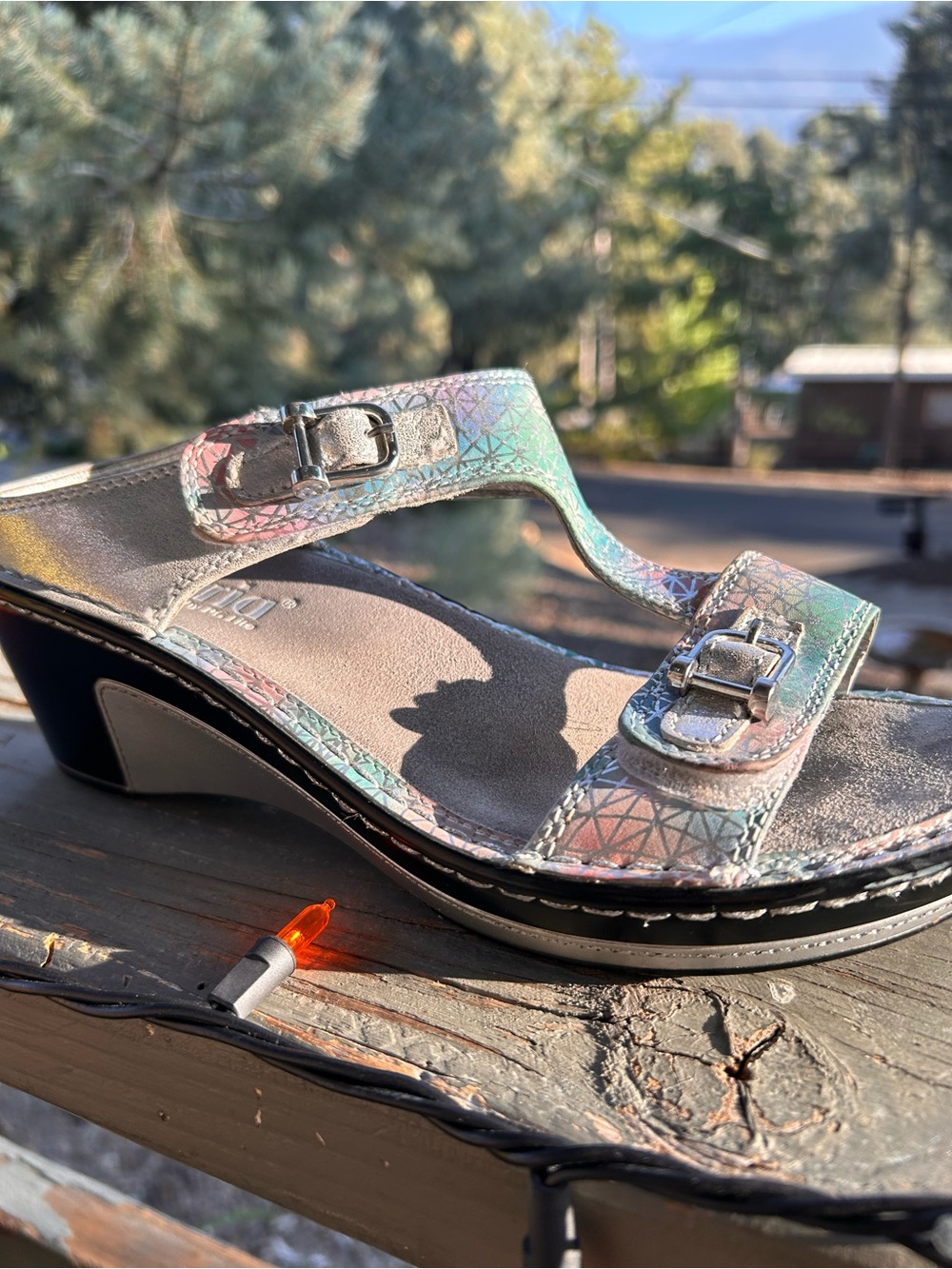 Alegria sandals, pink, and blue open back - Picture 16 of 16